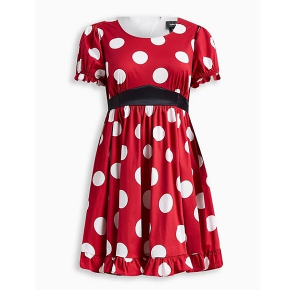 TORRID NWT DISNEY MINNIE MOUSE MINI STRETCH POPLIN DRESS Halloween Costume - Picture 4 of 5